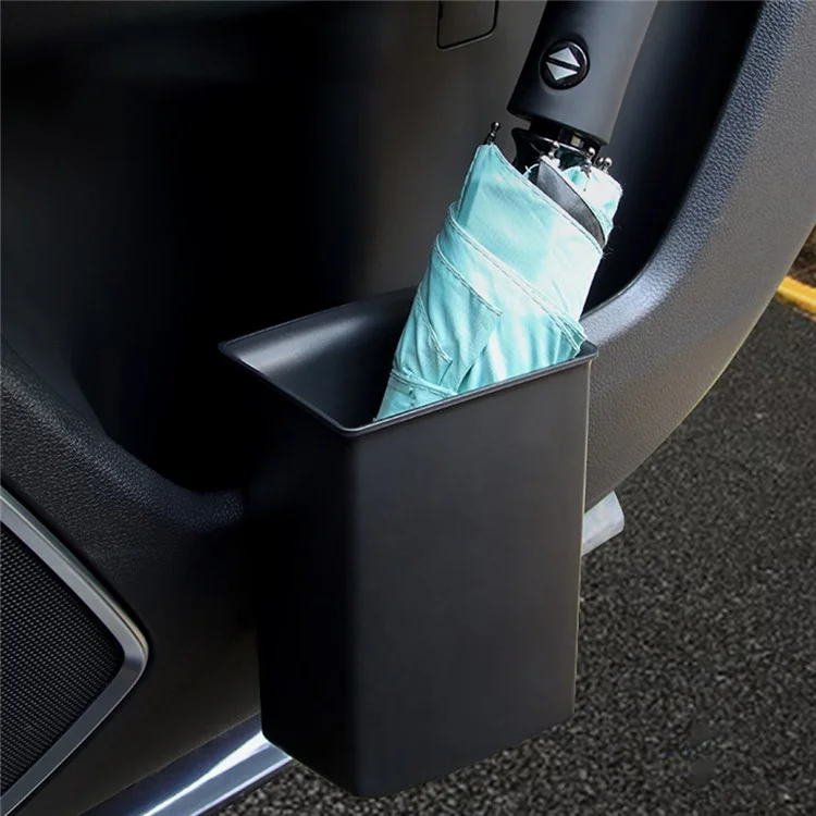 8762 Vehicle Tissue Box Car Seat Back Sundries Storage Box + Garbage Can - Leather / Brown