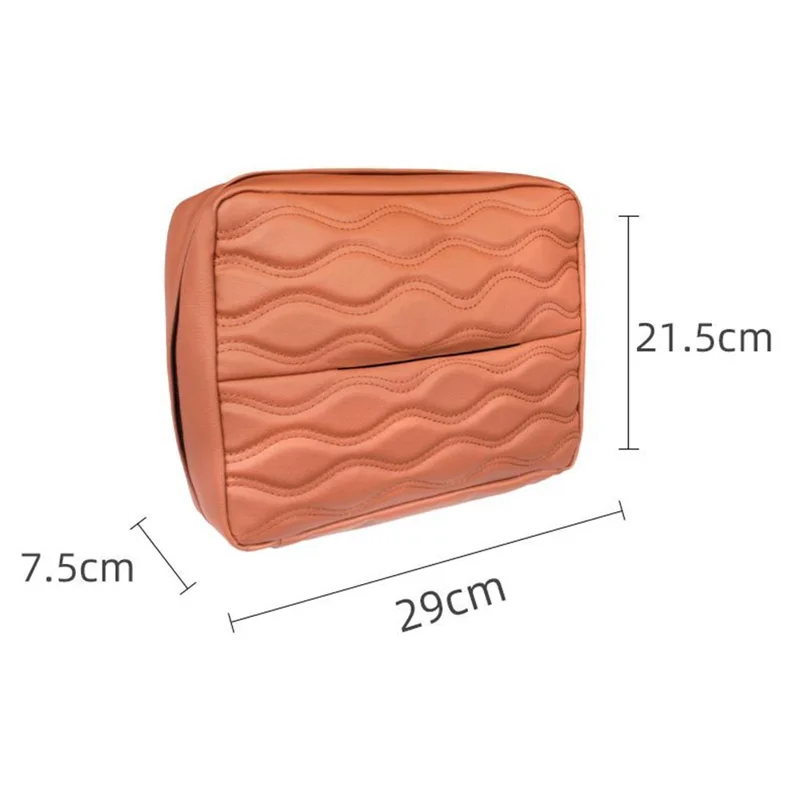 Leather Car Tissue Box Vehicle Seat Back Headrest Hanging Tissue Box - Rhombus Pattern / Grey