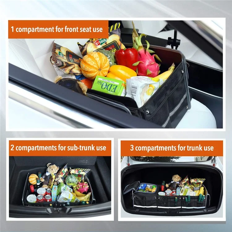 YF-1987 600D Oxford Cloth Foldable Car Trunk Storage Box with Cooler Bag, 90*35*30cm