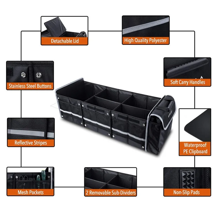 YF-1987 600D Oxford Cloth Foldable Car Trunk Storage Box with Cooler Bag, 90*35*30см