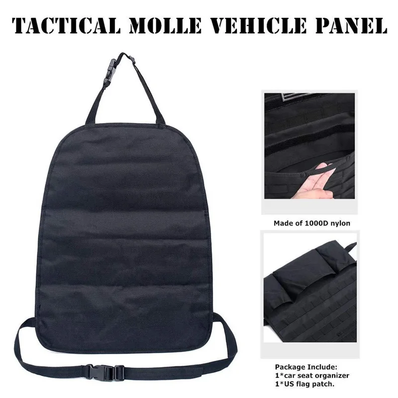 Tactical Style Molle Car Seat Organizer Hanging Bag - 58 x 44cm - Black