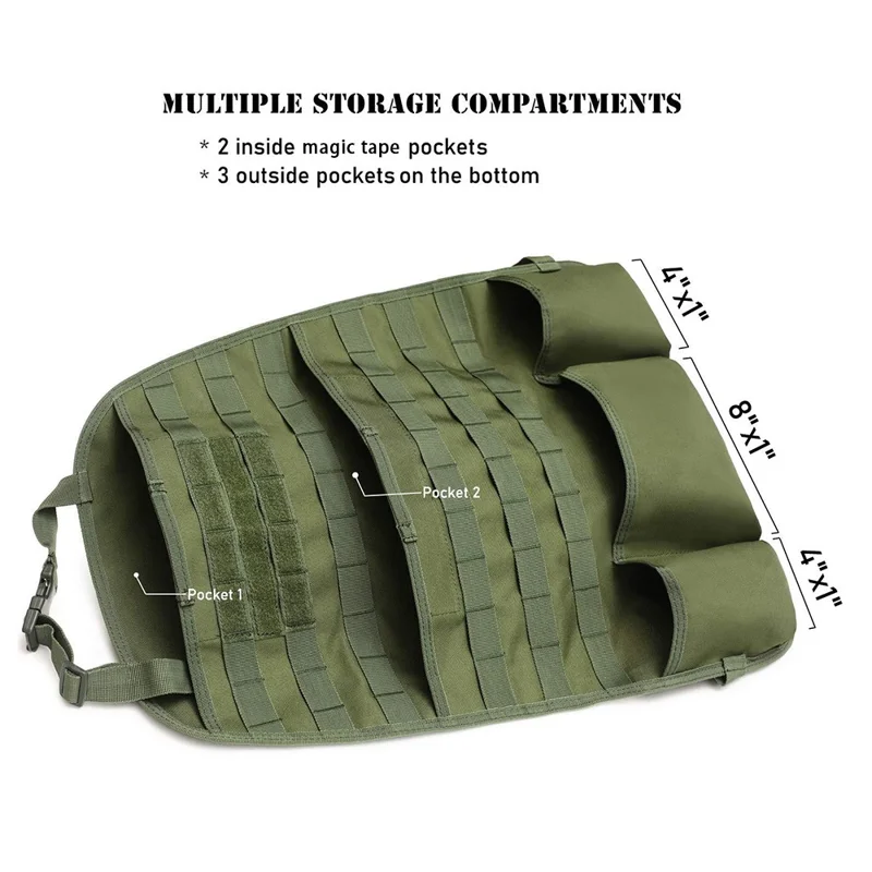 Tactical Style Molle Car Seat Organizer Hanging Bag - 58 x 44cm - Black