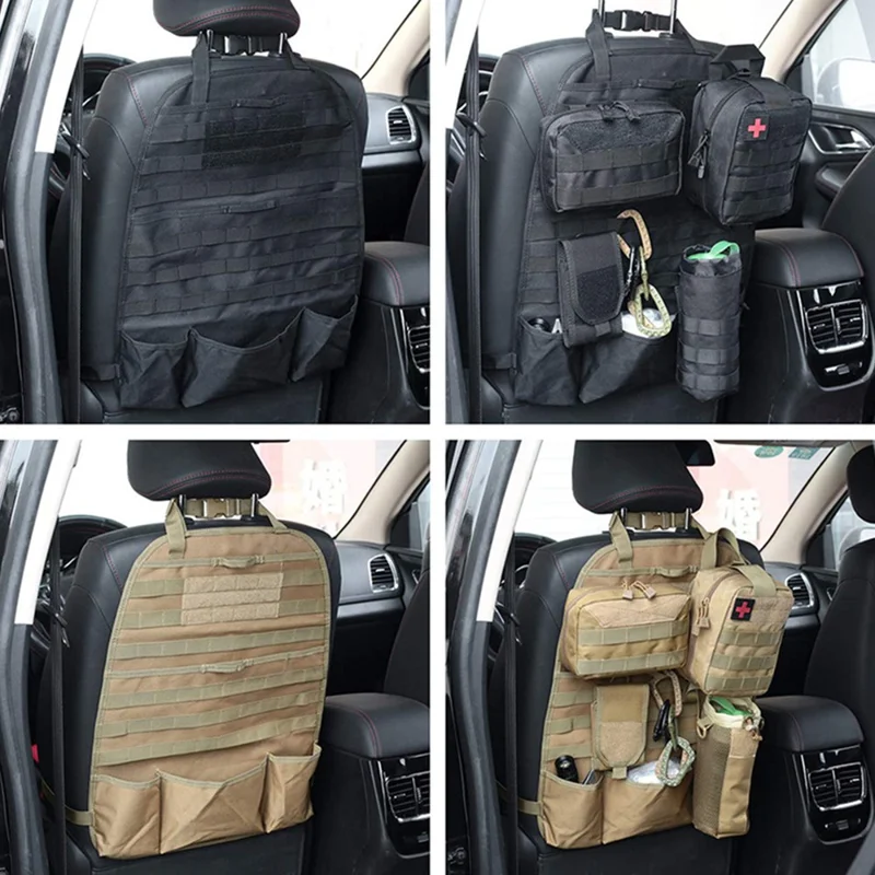 Tactical Style Molle Car Seat Organizer Hanging Bag - 58 x 44cm - Black