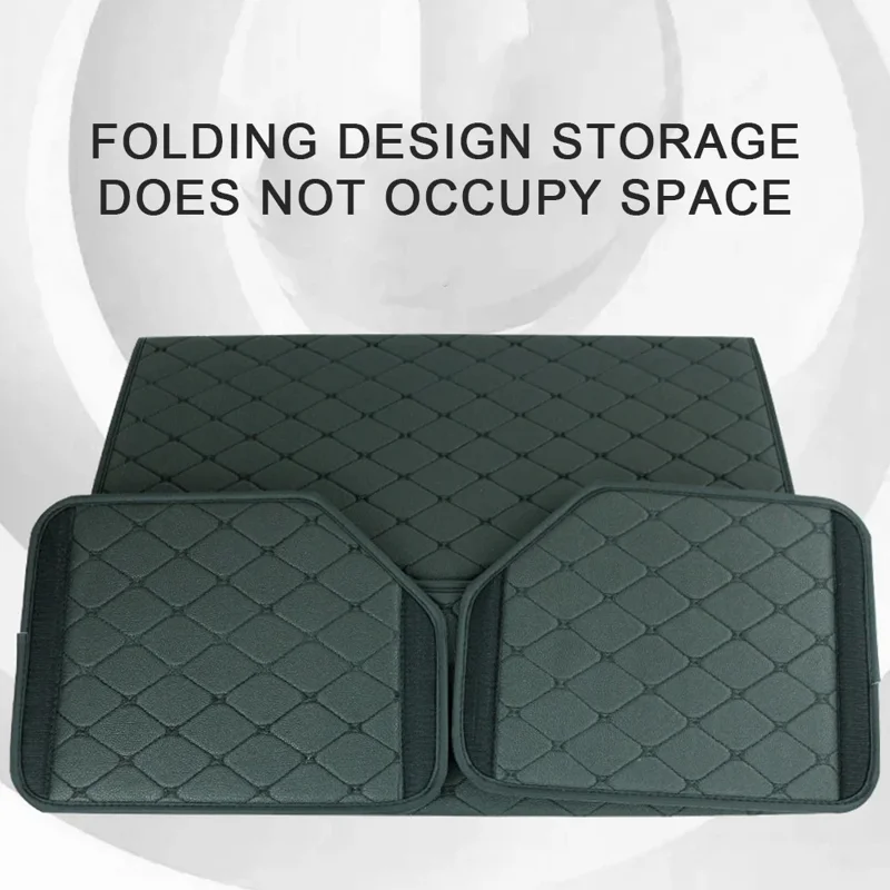 10006 Foldable Car Trunk Organizer Container Leather Storage Box, Small Size - Grid / Black+Beige Line