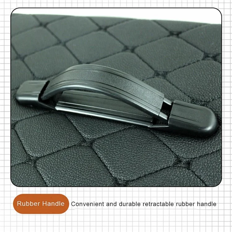 10006 Caja de almacenamiento plegable de cuero para el maletero del coche, tamaño mediano - Negro+Línea negra