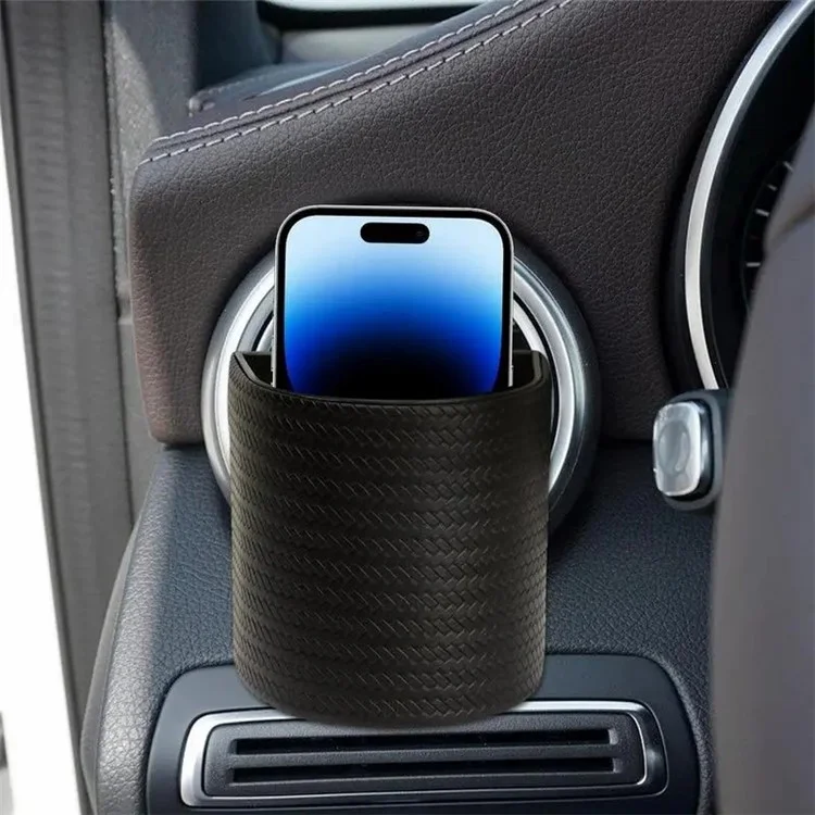 Car Air Vent Pouch Leather Storage Bag Vehicle Organizer - Weave Texture