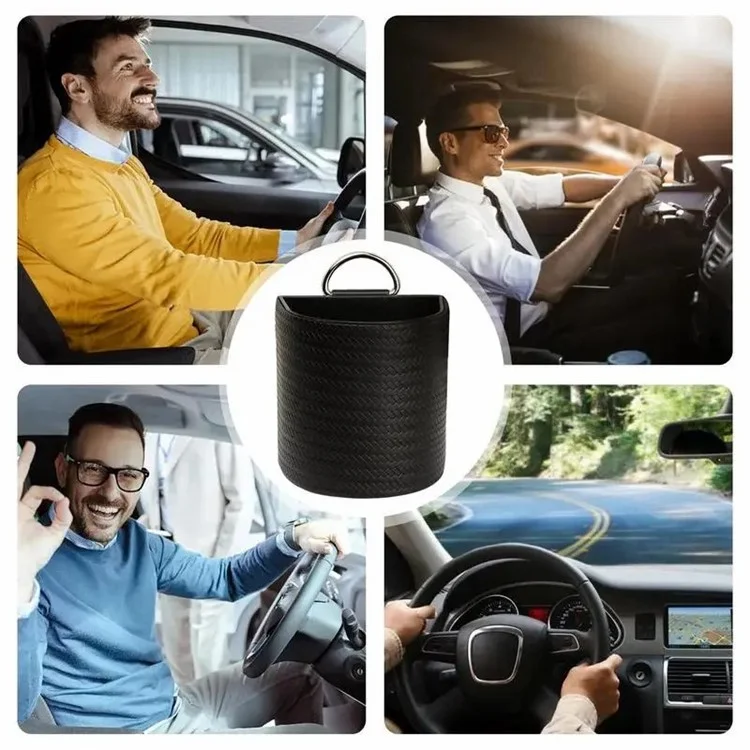 Car Air Vent Pouch Leather Storage Bag Vehicle Organizer - Weave Texture