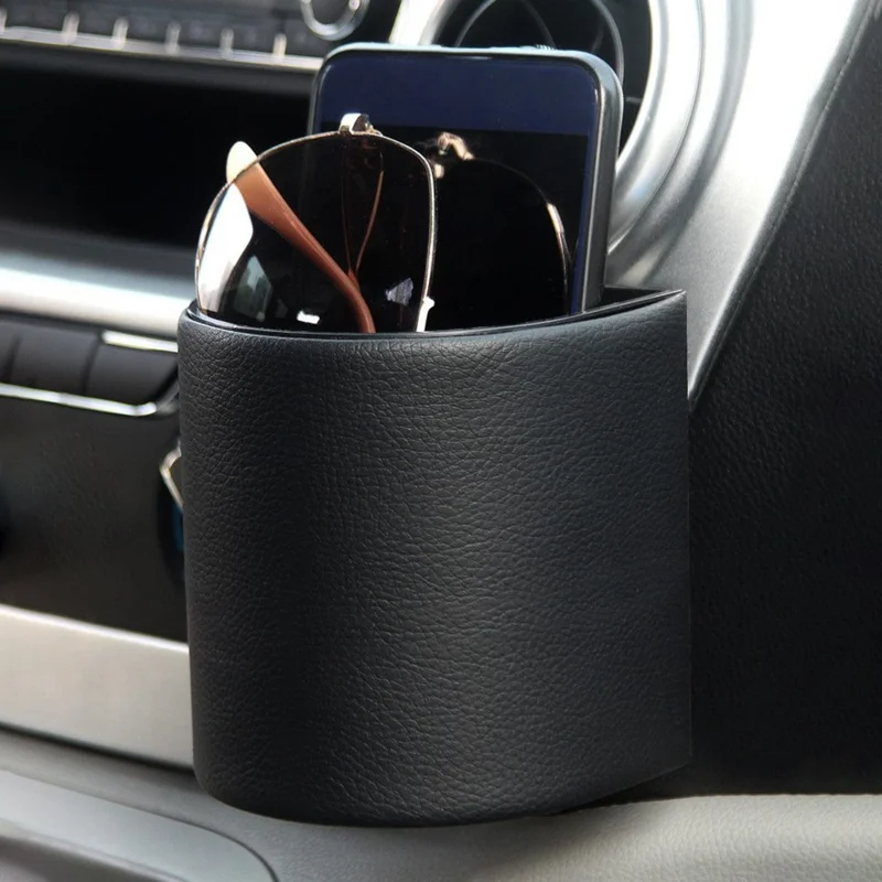 Car Air Vent Pouch Leather Storage Bag Vehicle Organizer - Black