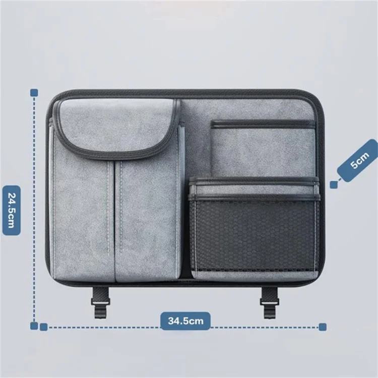 Silaire D'auto en Cuir en Cuir de Mouton Organisateur de Tissu Sac de Rangement Multi-fonctions - Gris