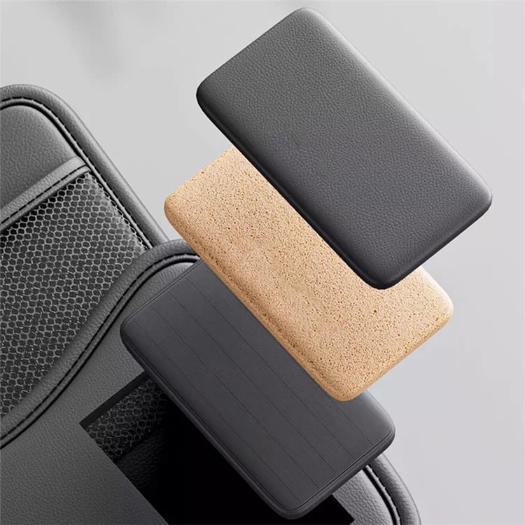 AT3088 Leather Car Seat Middle Bag Vehicle Small Table Tissue Box Storage Bag - Black