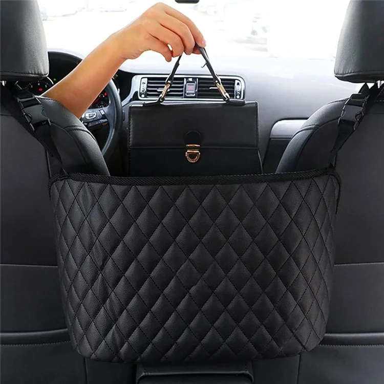 5246 PU Leather Handbag Holder Seat Back Organizer Bag Between Car Seats, Size L