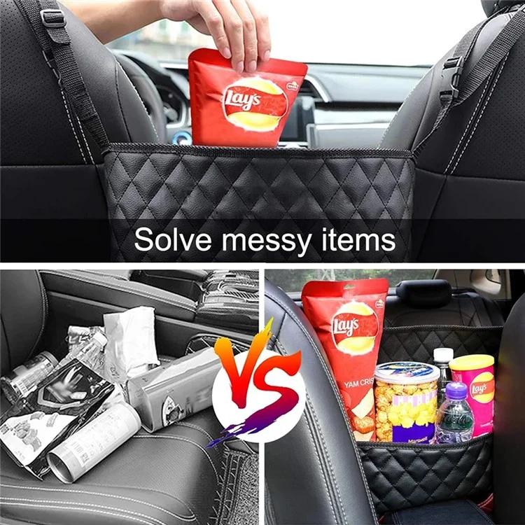 5246 PU Leather Handbag Holder Seat Back Organizer Bag Between Car Seats, Size L