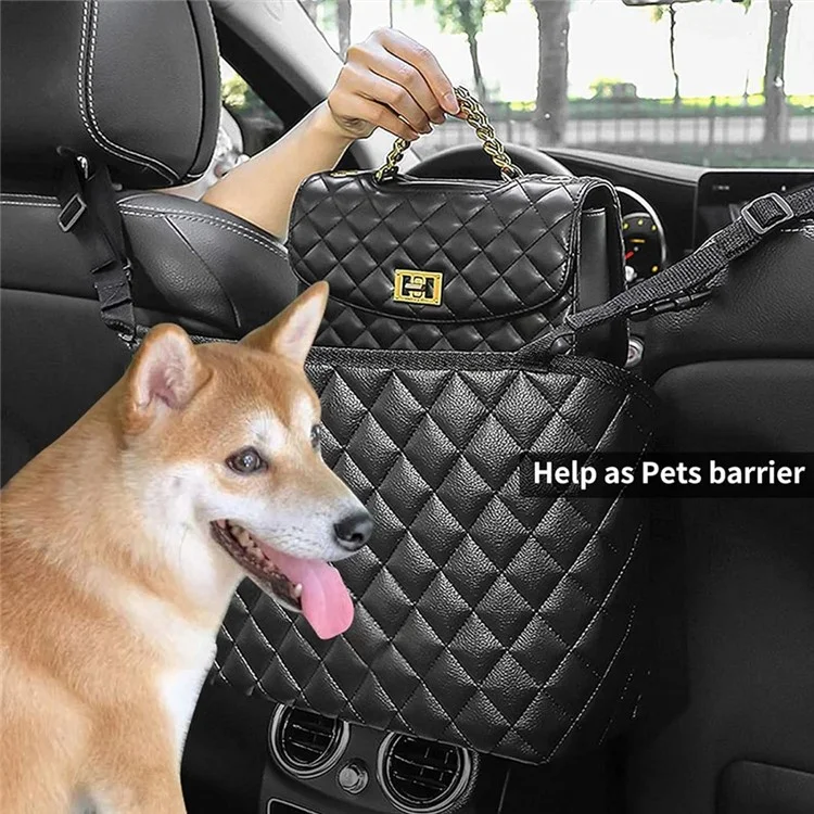 5246 PU Leather Handbag Holder Seat Back Organizer Bag Between Car Seats, Size L