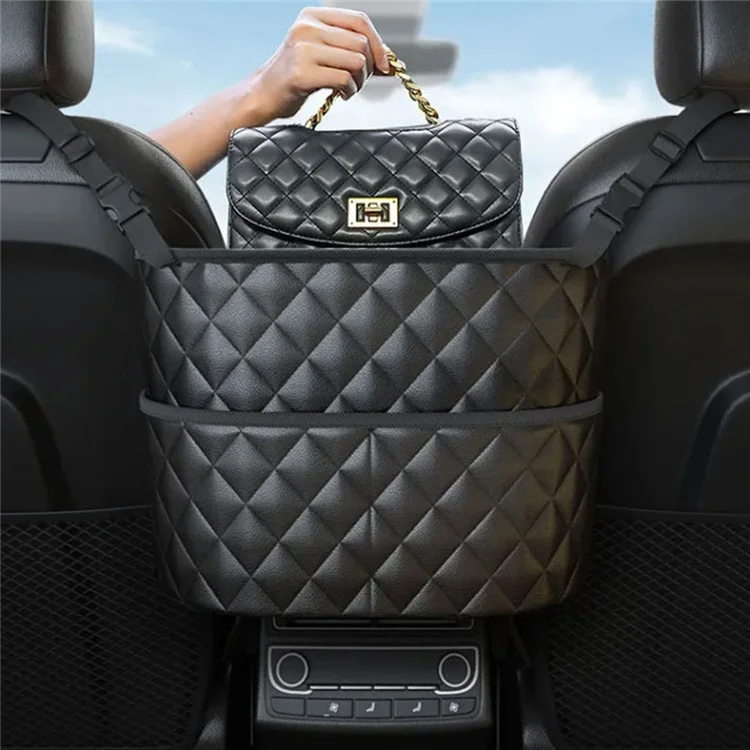 5246 Organizador de Cuero Sintético de 4 Capas para Coche Bolso de Lujo Grande para Respaldo de Asiento Bolsa de Almacenamiento para Conductor