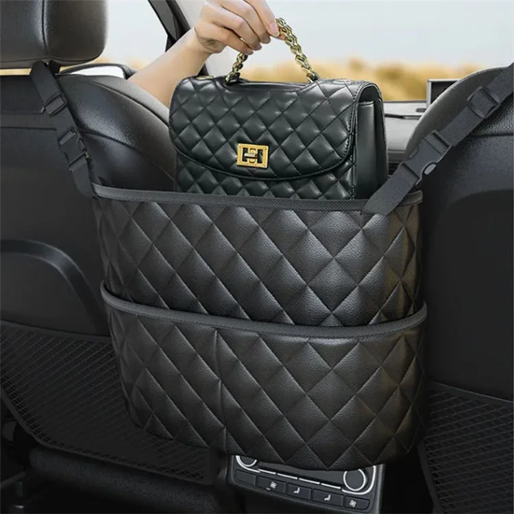 5246 Organizador de Cuero Sintético de 4 Capas para Coche Bolso de Lujo Grande para Respaldo de Asiento Bolsa de Almacenamiento para Conductor