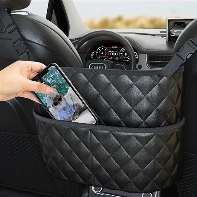 5246 Organizador de Cuero Sintético de 4 Capas para Coche Bolso de Lujo Grande para Respaldo de Asiento Bolsa de Almacenamiento para Conductor