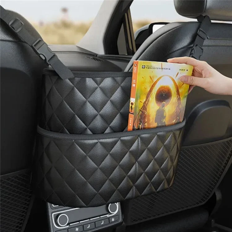 5246 Organizador de Cuero Sintético de 4 Capas para Coche Bolso de Lujo Grande para Respaldo de Asiento Bolsa de Almacenamiento para Conductor