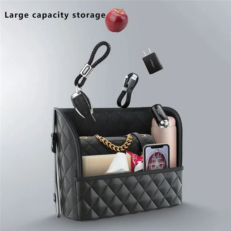 5246 Organizador de Cuero Sintético de 4 Capas para Coche Bolso de Lujo Grande para Respaldo de Asiento Bolsa de Almacenamiento para Conductor
