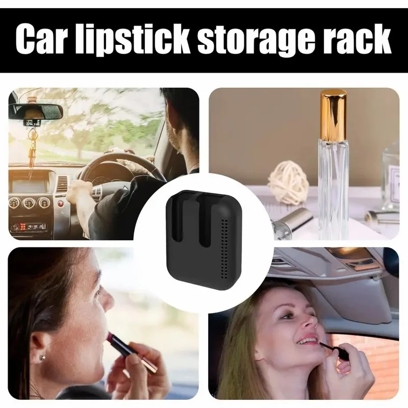 Car Air Vent Silicone Lip Balm Holder Space Saving Storage Box - Black