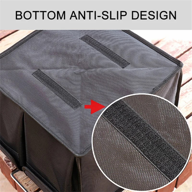 Size S 36L Car Trunk Storage Box with Lid Oxford Cloth Foldable Reflective Car Boot Case - Black