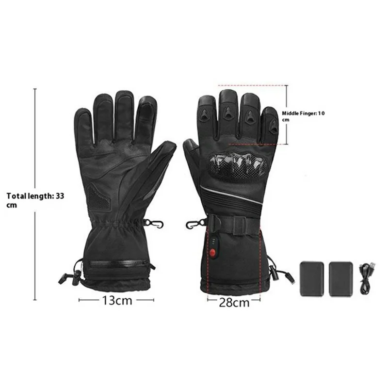 Electric Heated Gloves with 2x 4000mAh Battery Touch Screen Winter Thermal Fleece Lined Mittens