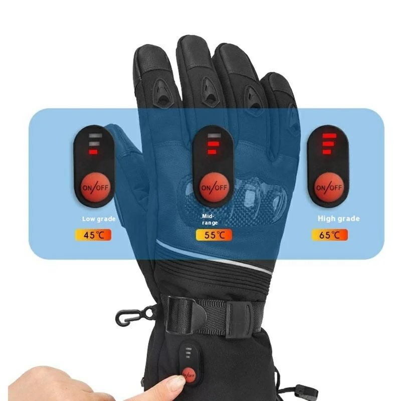 Electric Heated Gloves with 2x 4000mAh Battery Touch Screen Winter Thermal Fleece Lined Mittens