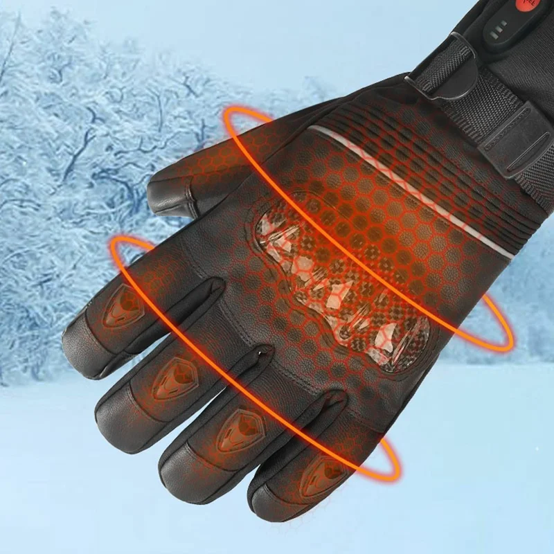 Electric Heated Gloves with 2x 5000mAh Battery Touch Screen Winter Thermal Fleece Lined Mittens