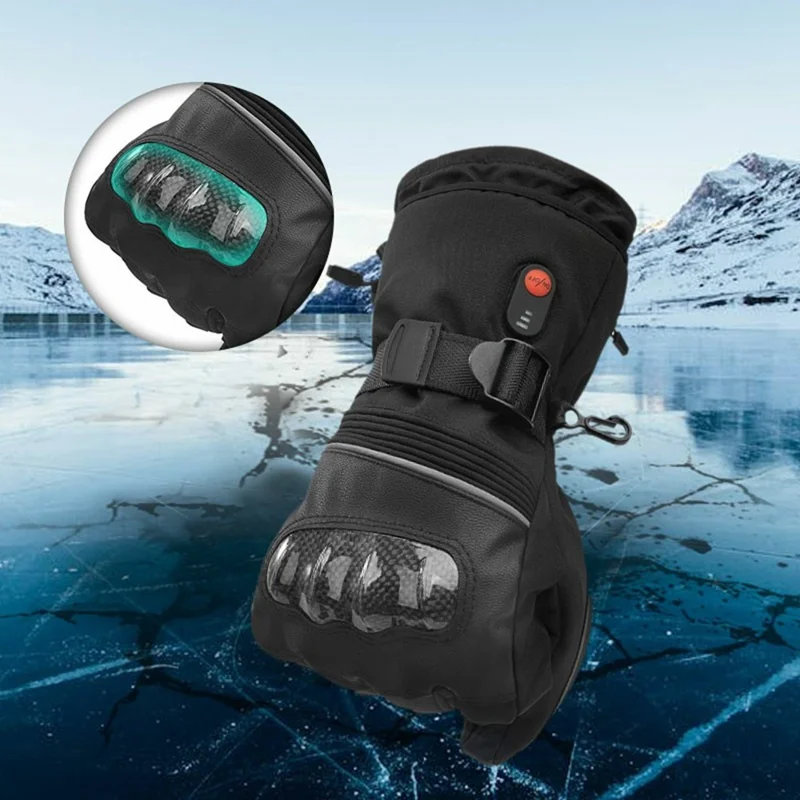 Electric Heated Gloves with 2x 5000mAh Battery Touch Screen Winter Thermal Fleece Lined Mittens
