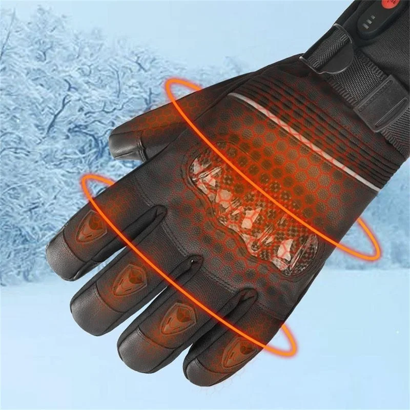 Electric Heated Gloves with 2x 6000mAh Battery Touch Screen Winter Thermal Fleece Lined Mittens