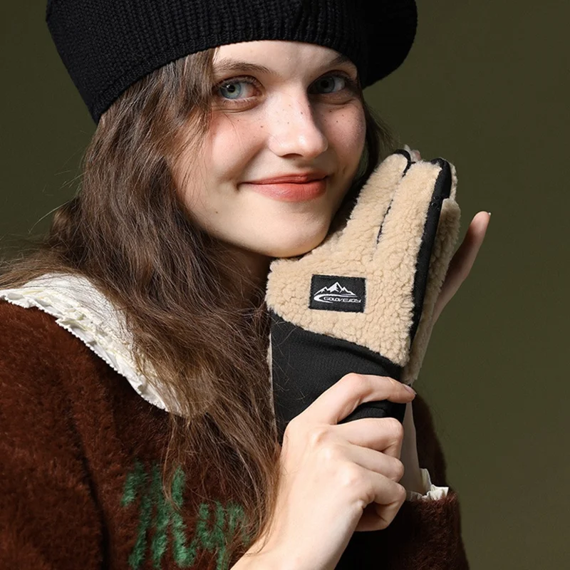 GOLOVEJOY DY54 Winter Warm Gloves Cycling Thickened Thermal Gloves Windproof Support Touchscreen - Camel / M