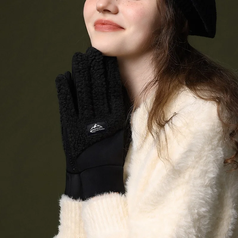 GOLOVEJOY DY54 Winter Warm Gloves Cycling Thickened Thermal Gloves Windproof Support Touchscreen - Black / M