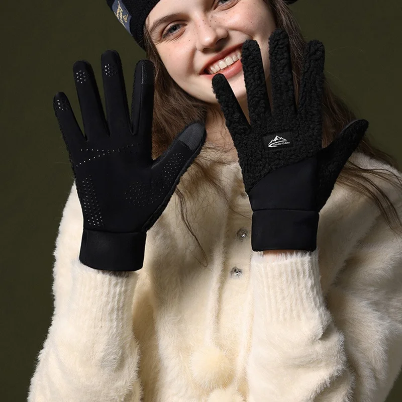 GOLOVEJOY DY54 Winter Warm Gloves Cycling Thickened Thermal Gloves Windproof Support Touchscreen - Black / M