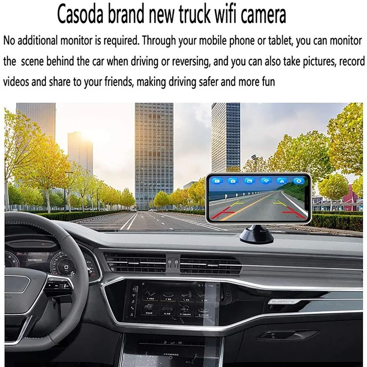 WCA101 WiFi Wireless Dash Cam HD Car Truck Reversing Camera IR Night Vision Rear View Car Parking Camera