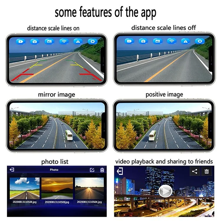WCA101 WiFi Wireless Dash Cam HD Car Truck Reversing Camera IR Night Vision Rear View Car Parking Camera