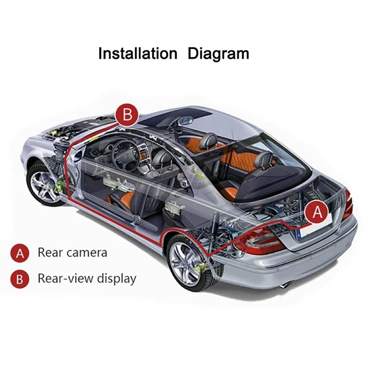 RG-205 Car Rear View Mirror Display 4.3'' Truck Rearview Mirror Screen with Waterproof 12-LED Kamera