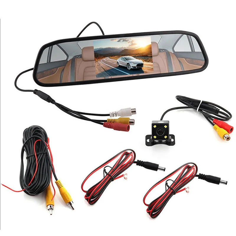 RG-203 4.3'' Car Rearview Mirror Display Screen Rear View Mirror with HD 4-LED Camera