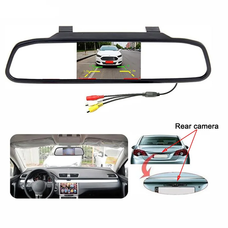 RG-203 4.3'' Car Rearview Mirror Display Screen Rear View Mirror with HD 4-LED Camera