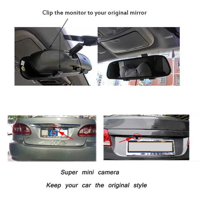 RG-203 4.3'' Car Rearview Mirror Display Screen Rear View Mirror with HD 4-LED Camera