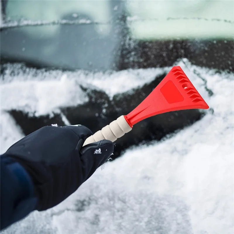 XC-LPF PP Snow Brush Ice Scraper with EVA Handle for Car SUV Truck Windshield - Red