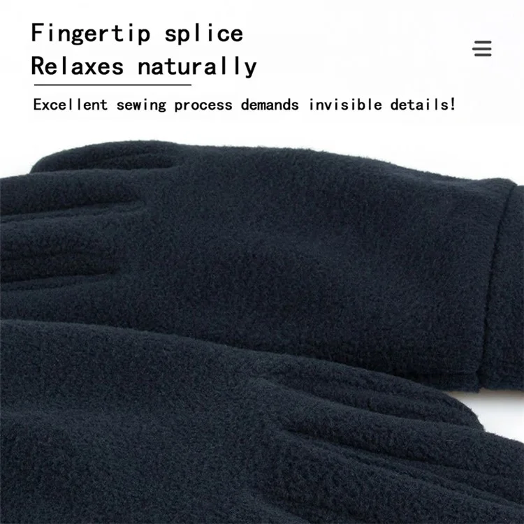 1 Pair Unisex Winter Cycling Polar Fleece Warm Gloves Touch Screen Full Finger Gloves - Black / S