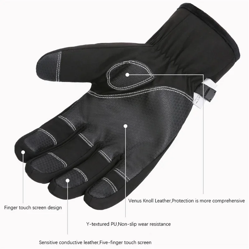 HUNTRANG A023 1 paio di guanti da sci invernali per toccare lo schermo - Nero / M