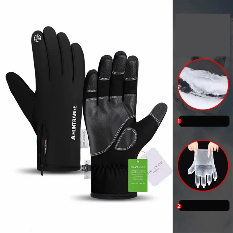 HUNTRANG A023 1 paio di guanti da sci invernali per toccare lo schermo - Nero / M