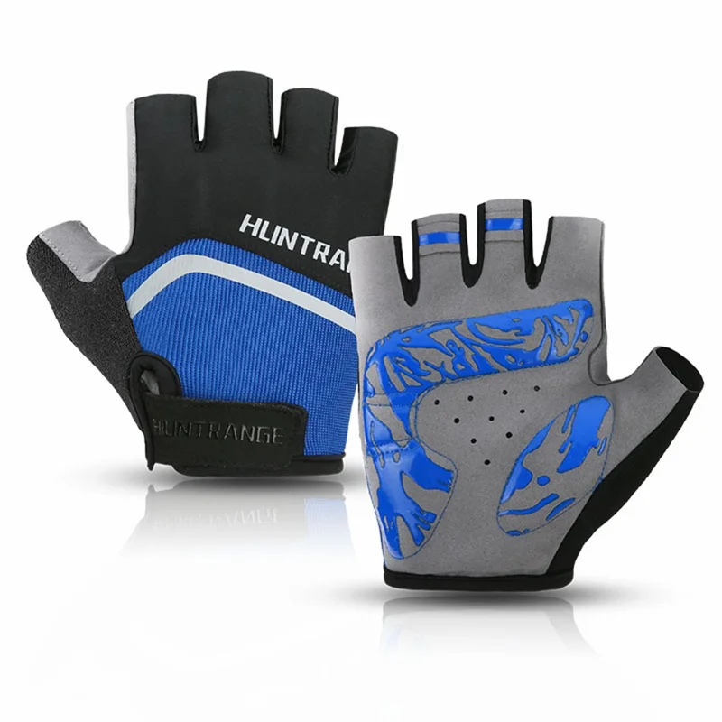 Huntrange B2320 1 Paar Fahrradfitnesshandschuhe Atmungsaktive Halbe Fingerhandschuhe - Blau M