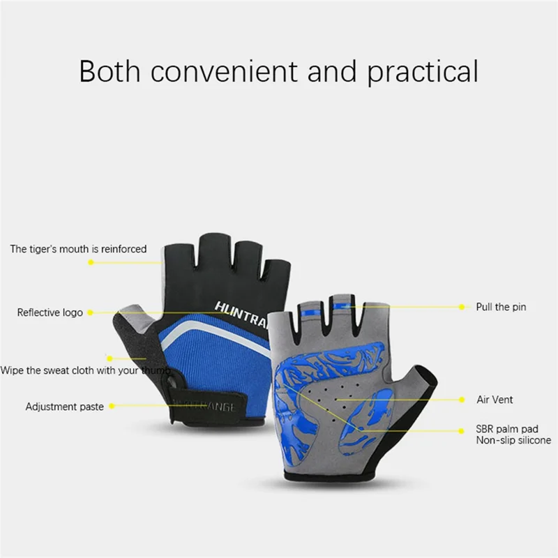 HUNTRANGE B2320 1 Pair Cycling Fitness Gloves Breathable Half Finger Gloves - Blue M