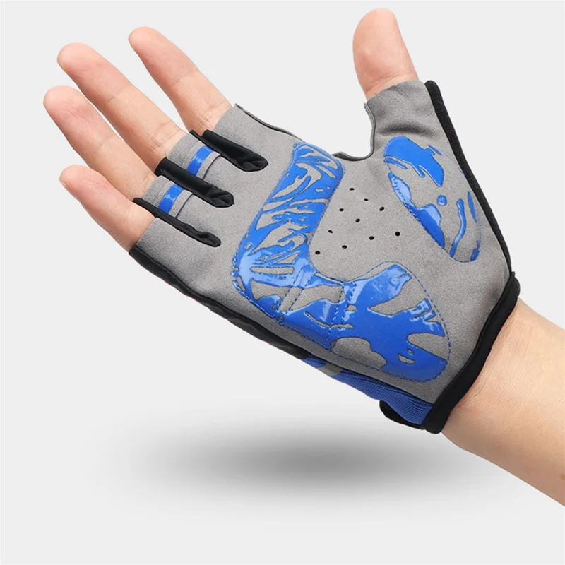 Huntrange B2320 1 Paar Fahrradfitnesshandschuhe Atmungsaktive Halbe Fingerhandschuhe - Blau M