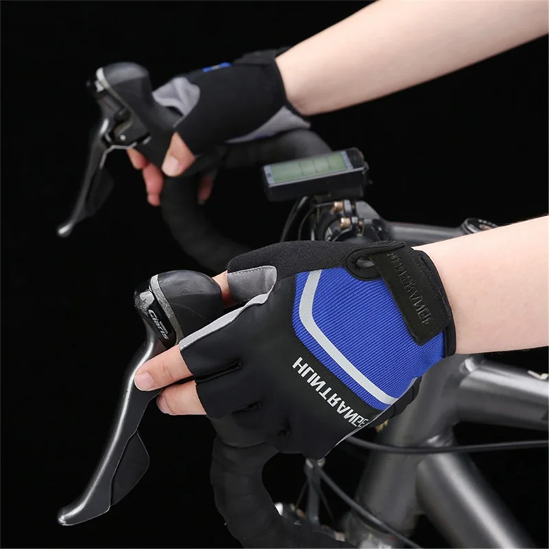 Huntrange B2320 1 Paar Fahrradfitnesshandschuhe Atmungsaktive Halbe Fingerhandschuhe - Blau M