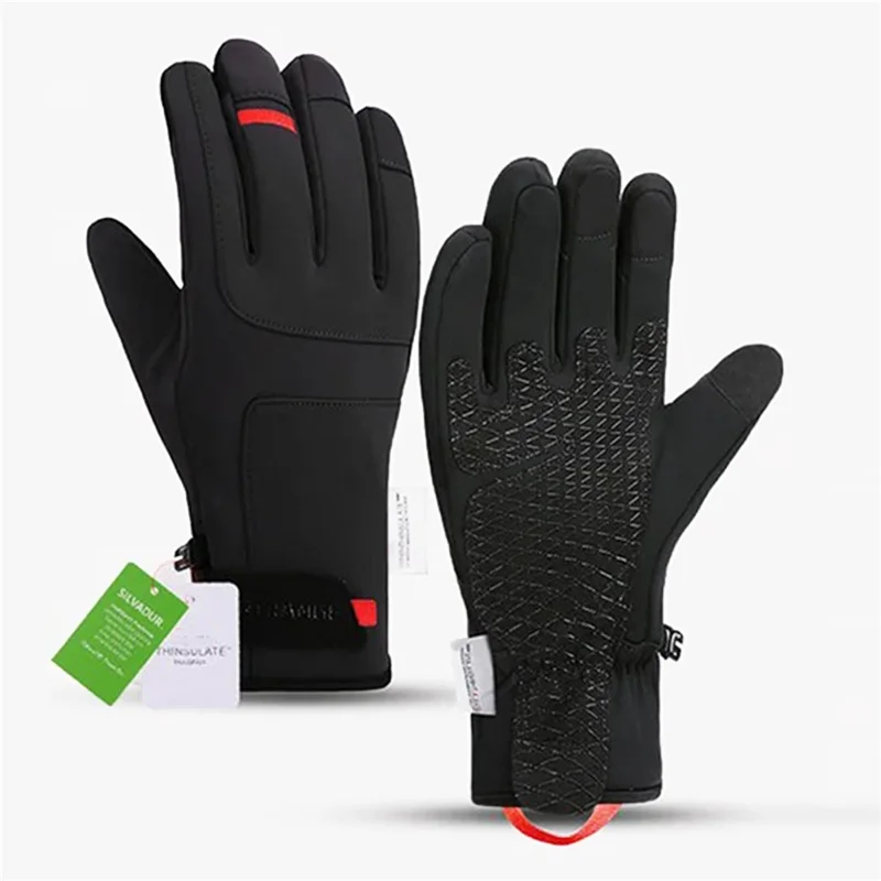 HUNTRANGE A030 1 Pair Winter Cotton Gloves Thermal Touch Screen Gloves - Black / XXL