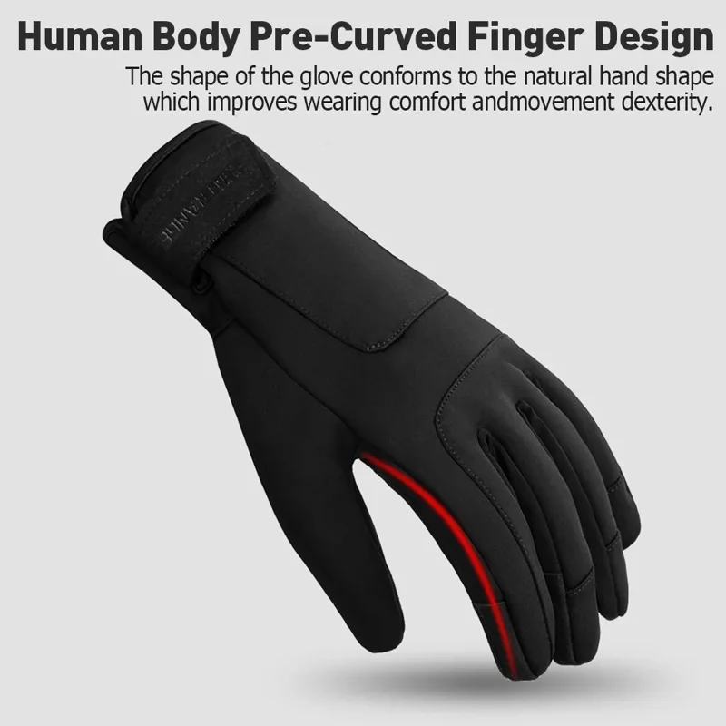 HUNTRANGE A030 1 Pair Winter Cotton Gloves Thermal Touch Screen Gloves - Black / XXL