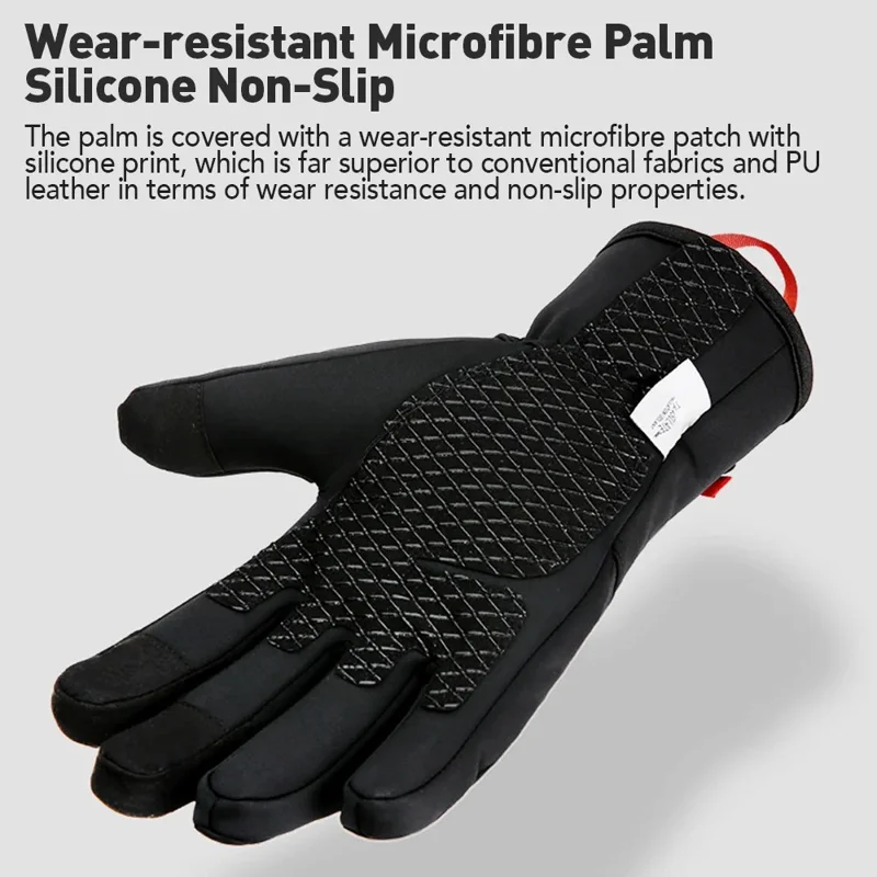 HUNTRANGE A030 1 Pair Winter Cotton Gloves Thermal Touch Screen Gloves - Black / XXL