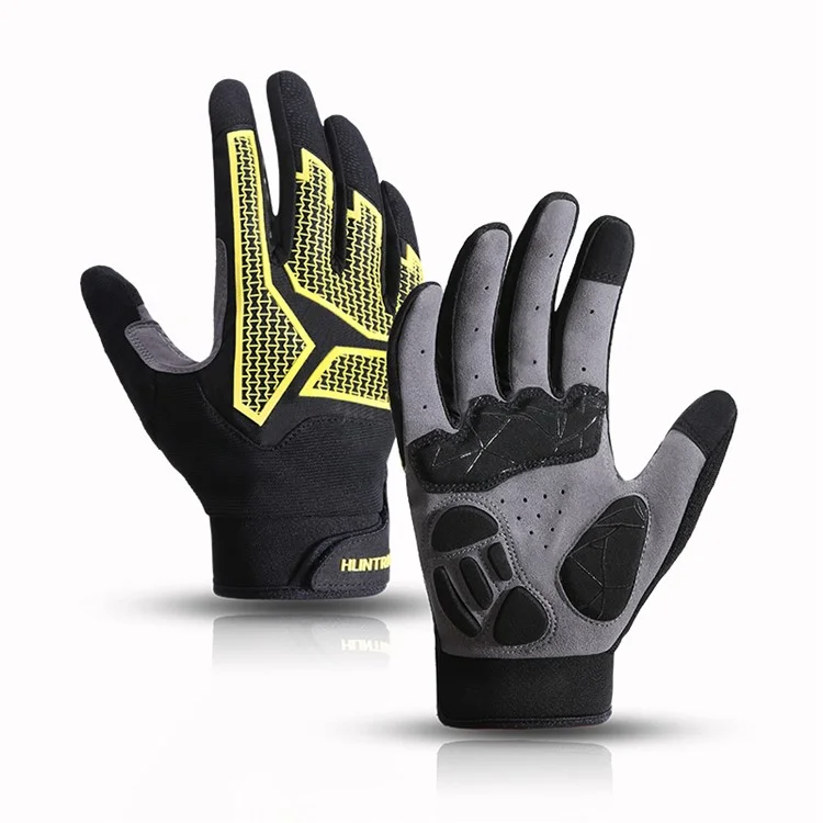 HUNTRANGE B2318 1 Pair Outdoor Cycling Gloves Touch Screen Full Finger Gloves - Yellow M